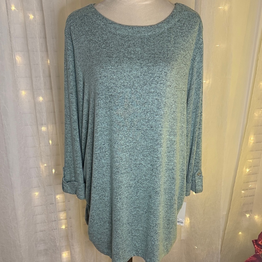 Croft & Barrow Teal Heather Long Sleeve Top
